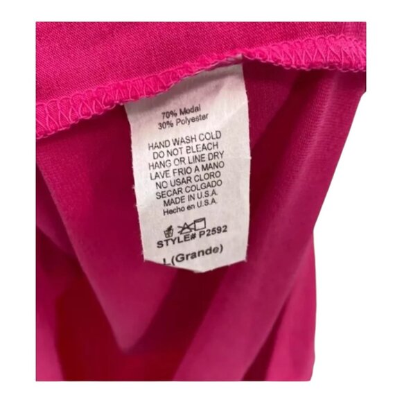 Jodifl Large V-Neck Fuchsia Tunic T-Shirt Dress Short Sleeve Knit Mini Casual - Picture 5 of 6